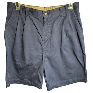 Britannia Mens Navy Blue Pleated Chino Shorts 100% Cotton Twill Size‎ 35 Vintage